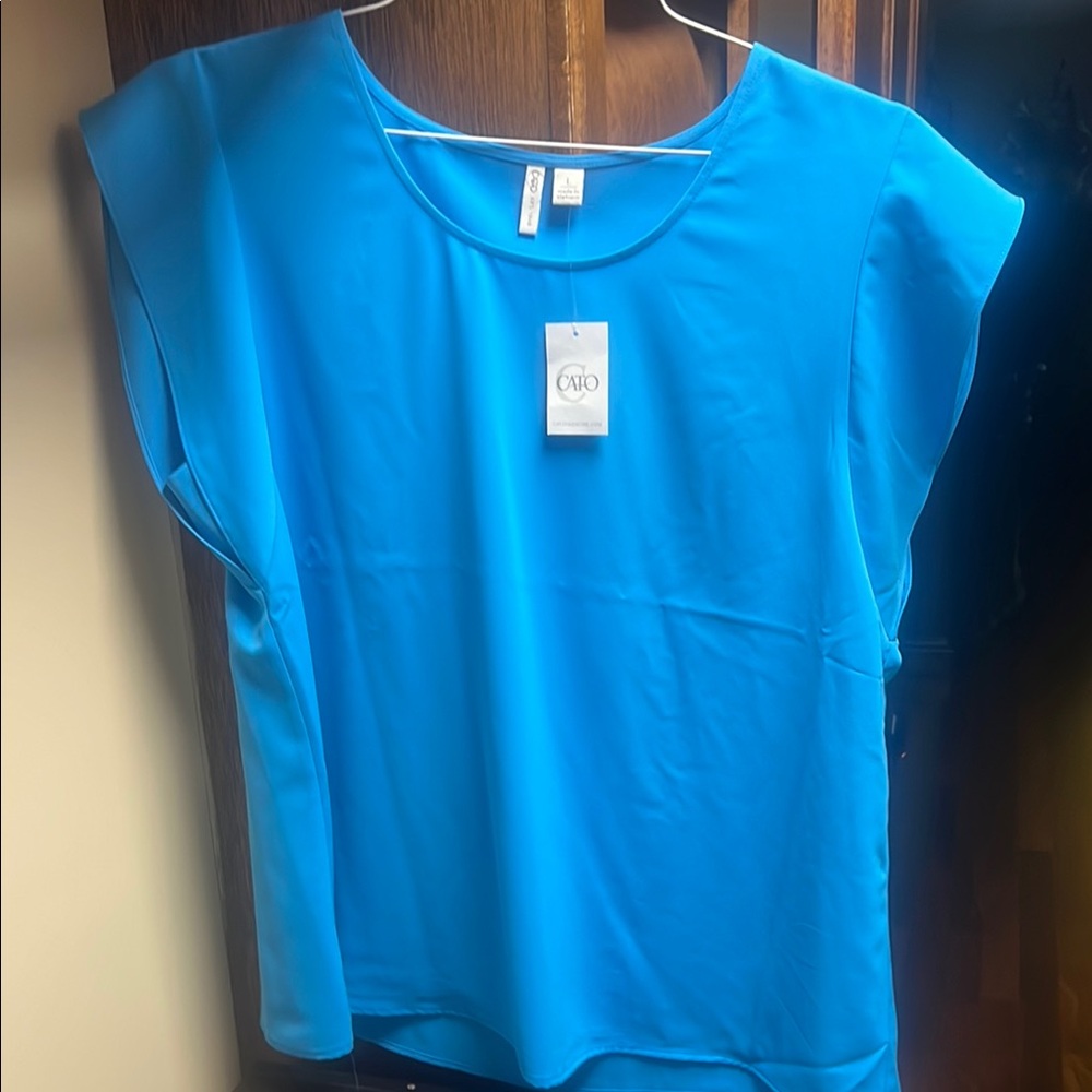 Large NWT Cato Blue Boxy Cap Sleeve Muscle Tee